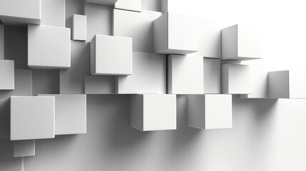 White cubes arranged in a 3D pattern, creating a modern and minimalist design.