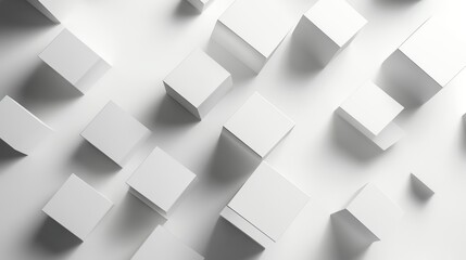 Obraz premium White geometric shapes on a white background. Clean and minimal 3d rendering.