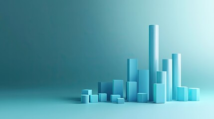 Fototapeta premium Floating 3D bars and blocks illustrating business costs, with copy space available