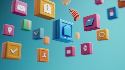Floating 3D icons and blocks illustrating business cost concepts, with space for copy.