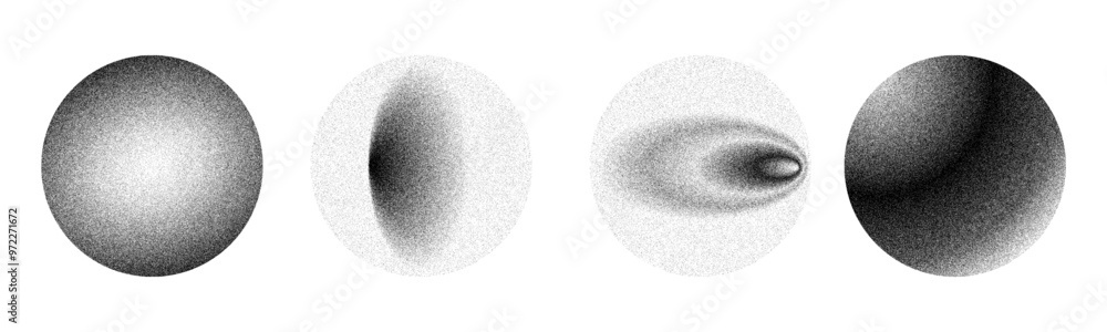 Leinwandbilder halftone gradient round circles frame vector design elements with noise grains texture from dark to 