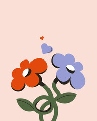 Happy Birthday Card, Flowers Banner