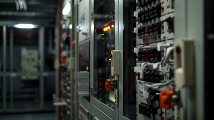 Close-up of an Electrical Control Panel in an Industrial Setting