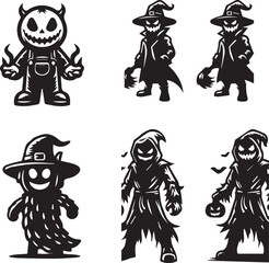 Halloween Theme Silhouette Images set -Halloween Silhouette Templates -Vnao halloween theme silhouette -Halloween silhouette art