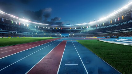 Night Stadium Running Track and Field Event