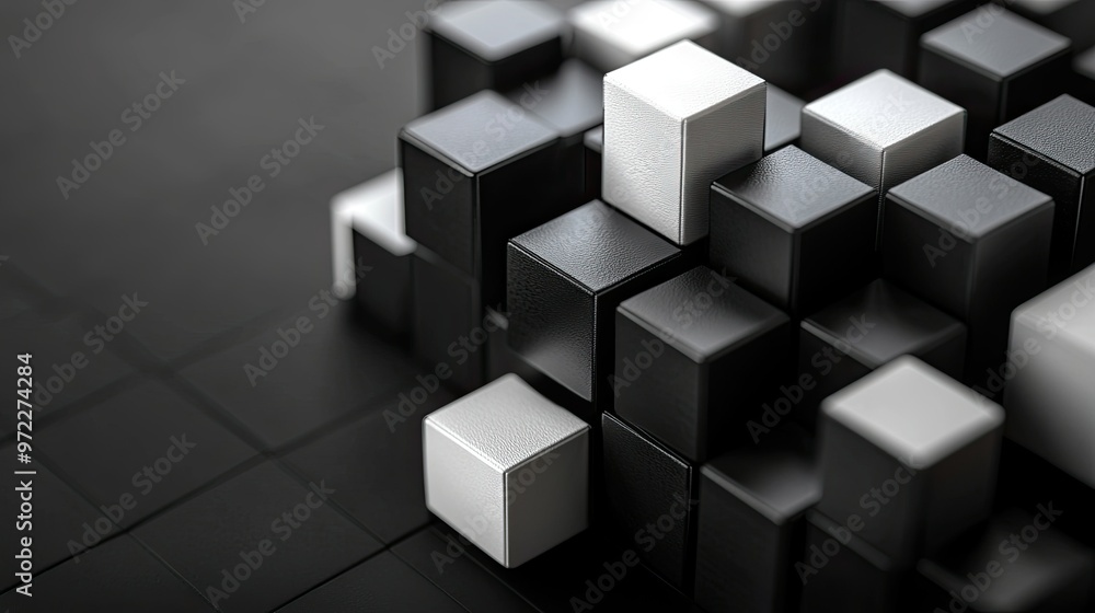Poster stacked 3d blocks representing different cost elements in business, with surrounding copy space.