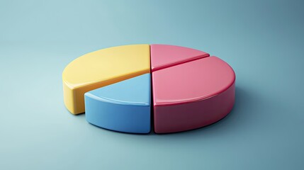Obraz premium Simplified 3D pie chart of business cost distribution, minimal background, copy space.