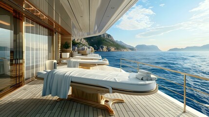 Fototapeta premium Luxury Yacht Deck with Stunning Ocean Views