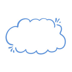 A blue cloudshaped speech bubble on a white background