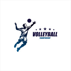 volleyball logo design with jumping person icon