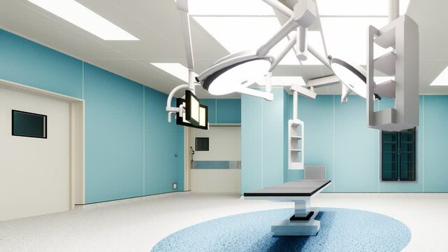  Empty operating room Interior of an operating room in clinic with modern medical