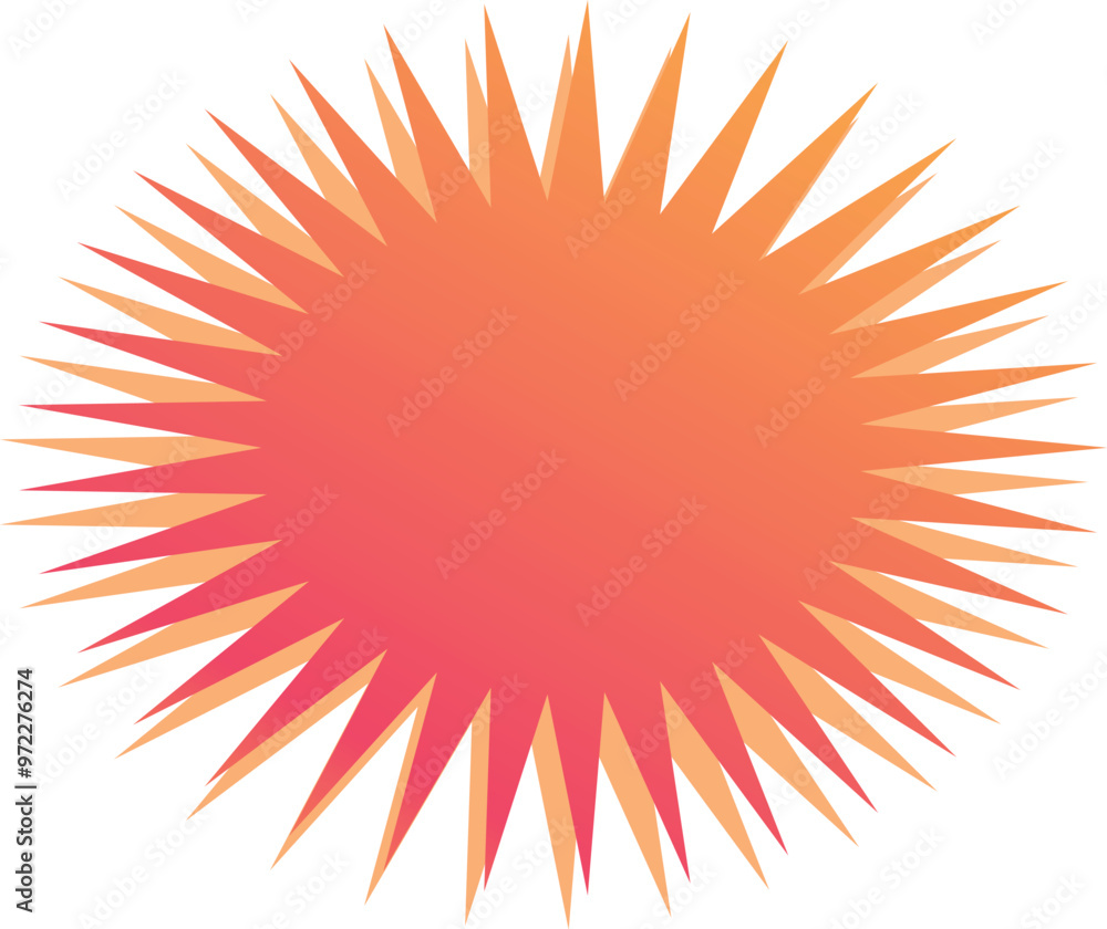 Poster circular graphic element with a spiky edge fading from light orange to a deeper orange