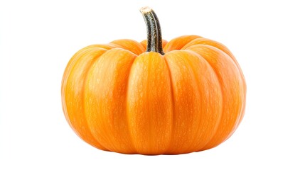 Obraz premium A single, orange pumpkin isolated on a white background.