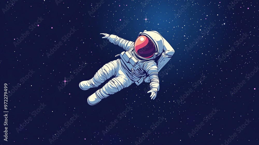 Poster astronaut floating in space.