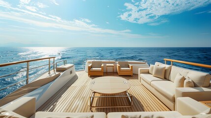 Fototapeta premium Luxury Yacht Deck with Stunning Ocean Views
