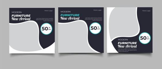 Furniture sale social media post and post banner template