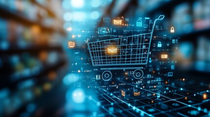 omni channel technology of online retail business, multichannel marketing on social media network platform offer service of internet payment channel, online retail shopping and omni digital 