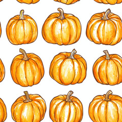 Halloween pumpkin seamless pattern background