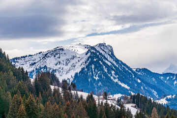 Panoramic view on Alps near Gruyeres castle