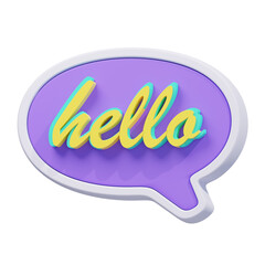 Purple Hello Sticker 3D Illustration