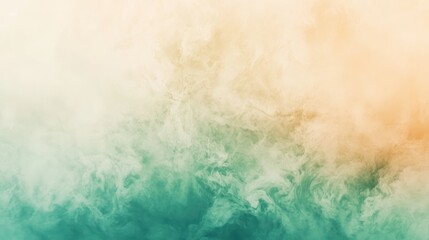 Obraz premium An abstract gradient with soft hues of orange, green, and turquoise, creating a serene, dreamy atmosphere.