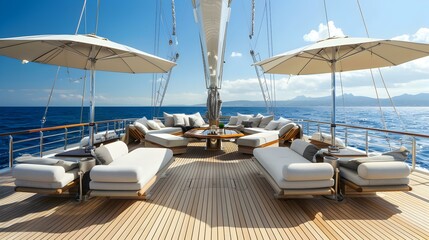 Fototapeta premium Luxury Yacht Deck With Stunning Ocean Views