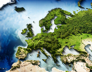 European green deal - Europe map made from vegetation