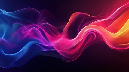 A vibrant and dynamic abstract wave pattern showcasing swirling colors in blue, pink, and orange tones.