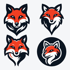 Obraz premium Modern Fox Logo Silhouette Bundle Clip Art Vector Illustration