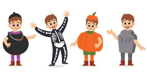 happy cute little boy wearing halloween costume