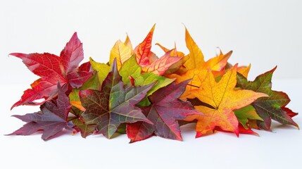 Pile of vibrant autumn leaves in mixed colors