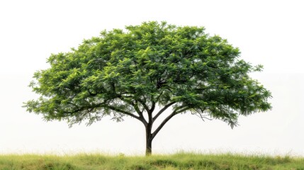 Fototapeta premium Solitary Tree with Dense Green Canopy Isolated