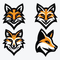 Obraz premium Modern Fox Logo Silhouette Bundle Clip Art Vector Illustration