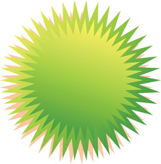 Green and orange starburst shape radiating outwards on a white background