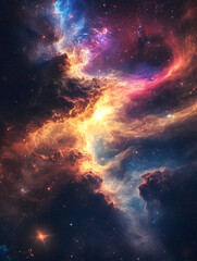 graphics of space, planets, and astronauts on a white background.