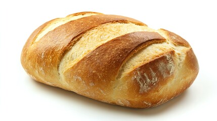 Naklejka premium A freshly baked loaf of white bread with a golden crust.