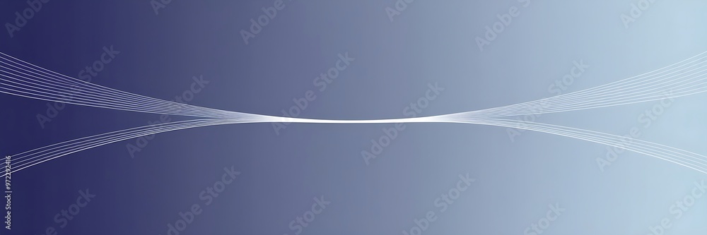 Poster digital abstract image with a gradient background from dark blue to bright white. curved white lines