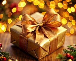 christmas gift close up on a table