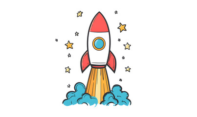 graphics of space, planets, and astronauts on a white background.