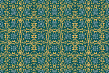 Oreintal Flora Damask Seamless pattern  embroidery, Indian style.  art ornament print.Design for carpet, cover,wallpaper, wrapping, fabric, clothing 