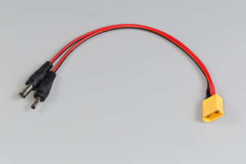 Power cable-adapter with flat and two coaxial connectors