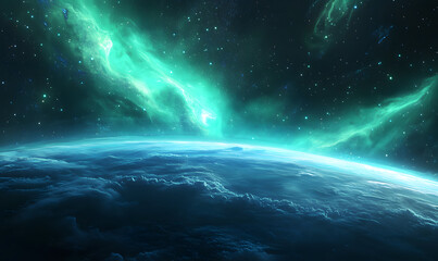 Fototapeta premium graphics of space, planets, and astronauts on a white background.