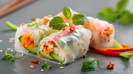 Fresh Spring Rolls with Vegetables and Tofu