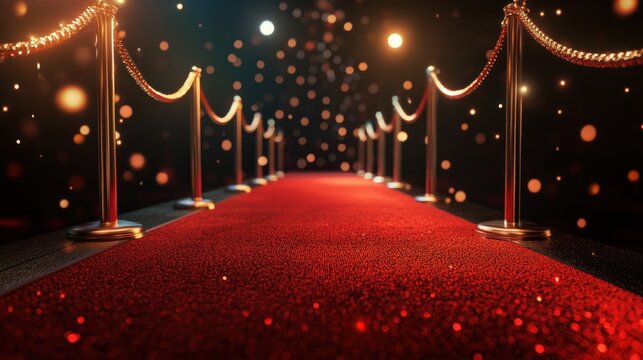 red carpet event with string lights creating an elegant atmosphere.