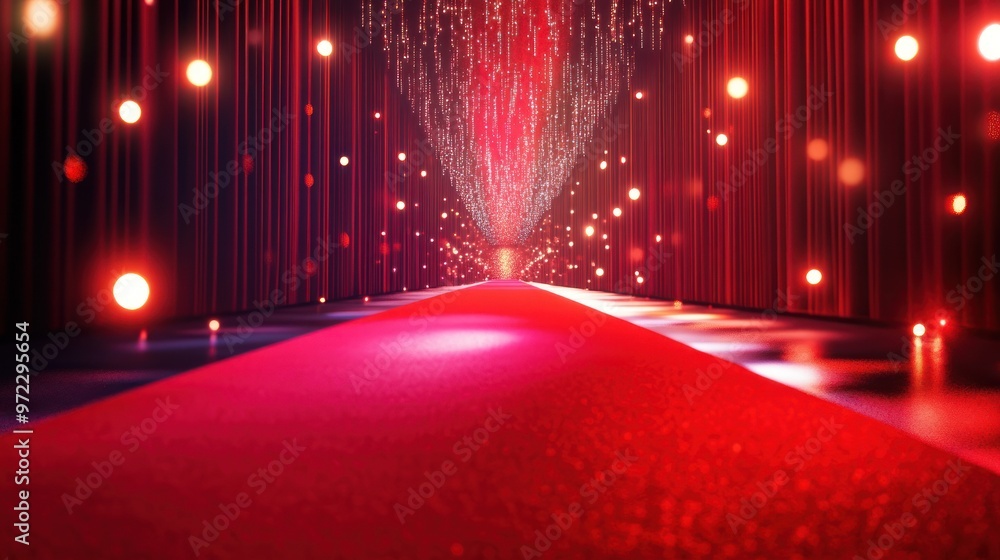 Canvas Prints red carpet event with string lights creating an elegant atmosphere.