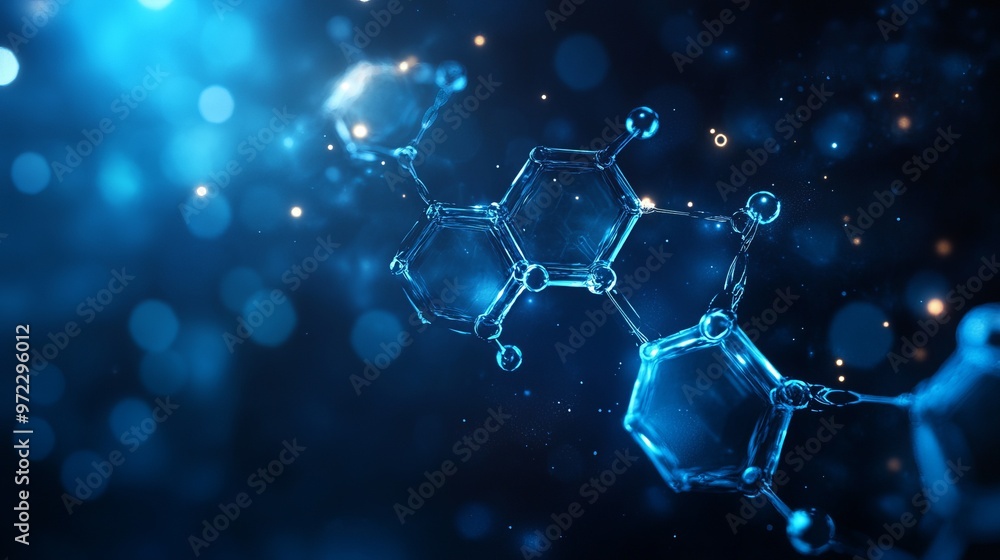 Wall mural abstract technology or medical background with hexagons shape pattern molecular structure