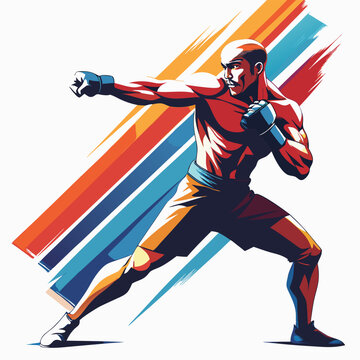 recommend clip art: generate a vector silhouette of a boxer throwing a powerful cross punch, isolated on a plain white