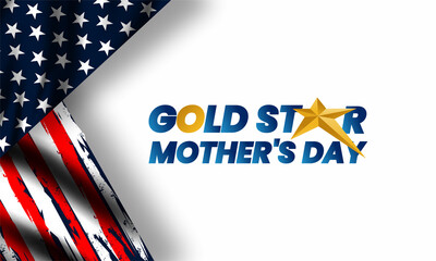 Gold Star Mother’s Day with US flag , vector banner design