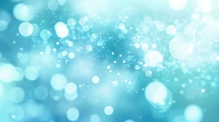 Soft blue and white bokeh lights create a dreamy and ethereal atmosphere.