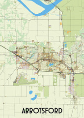 Obraz premium Abbotsford, British Columbia, Canada artistic map poster